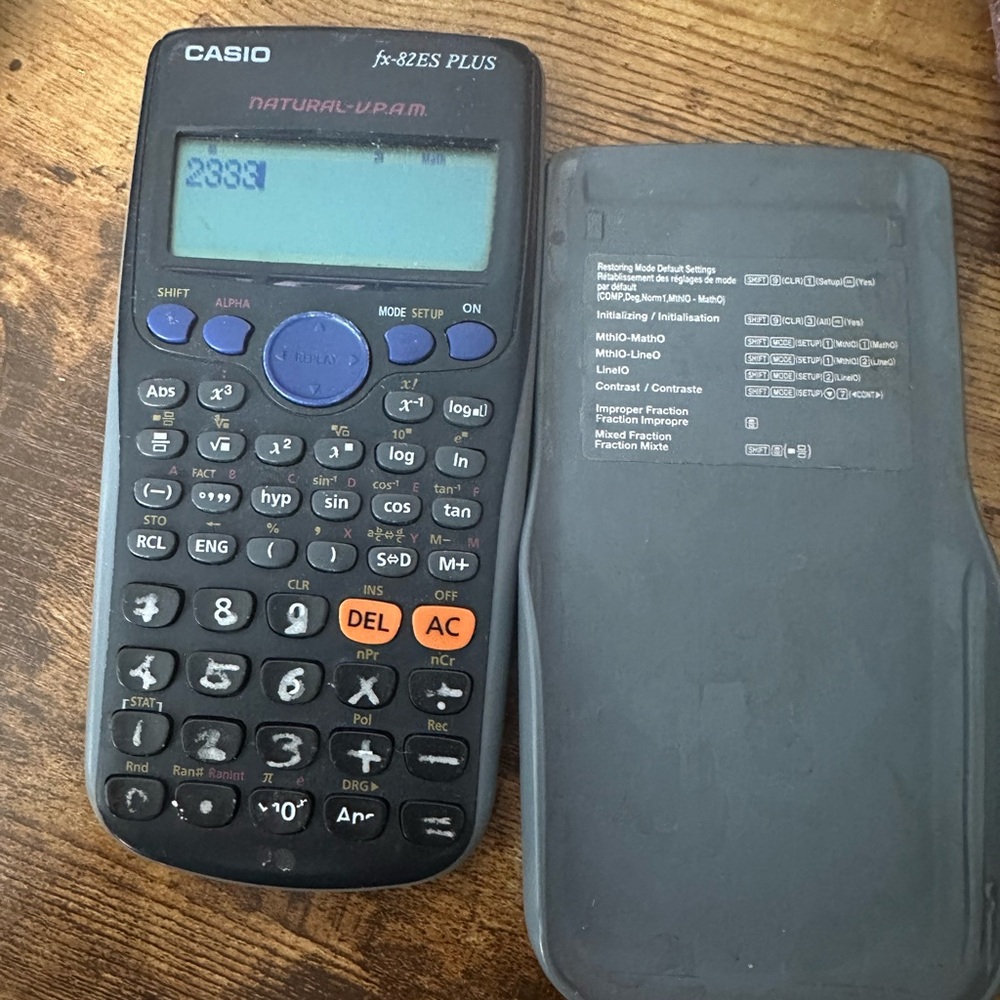 Casio Calculator with Black and Blue Design